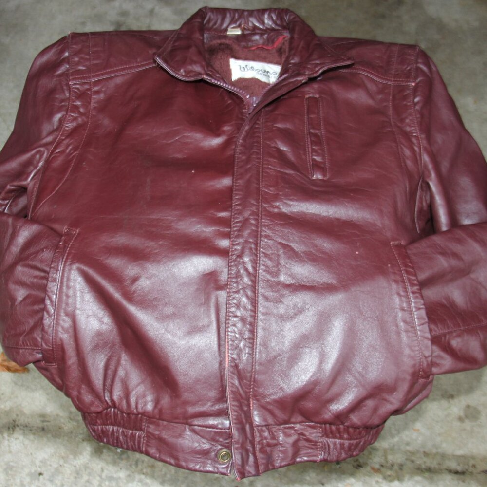 Wilson Men's Maroon Leather jacket w/removable Liner